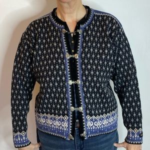 Skjaeveland Wool Sweater Ornate Front Closure Size: Measurements provided